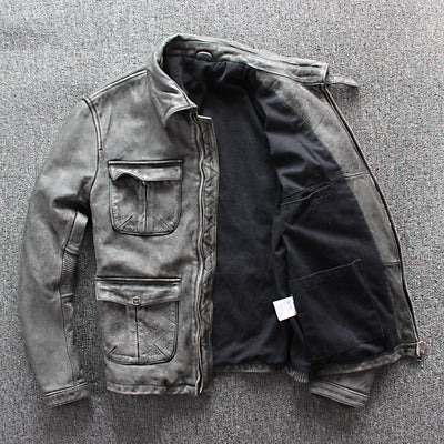 Chaqueta de Cuero para Motociclista con Bolsillos de Negocios - Image 9
