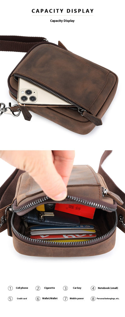 Bolsa Crossbody de Cuero para Teléfono y Accesorios - Diseño Asimétrico para Hombre - Image 13