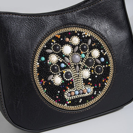 Bolsa Tote Étnica de Turquesa con Cuentas - Diseño Cruzado y Hombro - Image 12