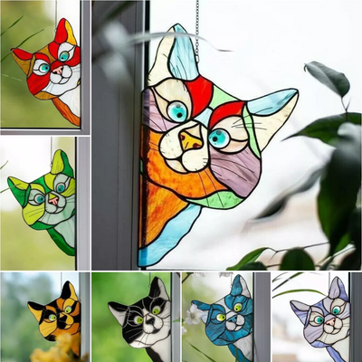 Adorno de Gato en Vitral para Ventana - Image 10