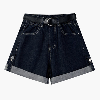 Shorts de Mezclilla Cintura Alta con Efecto Rizado - Image 4