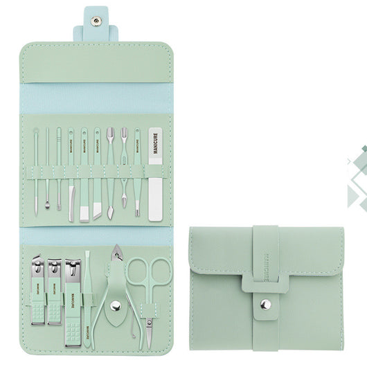 Kit Completo de 16 Herramientas de Manicura en Acero Inoxidable con Estuche PU - Image 3