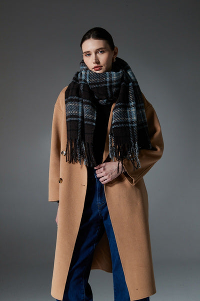 Bufanda Escocesa Azul Otoño Invierno - Estilo Europeo y Americano - Image 15