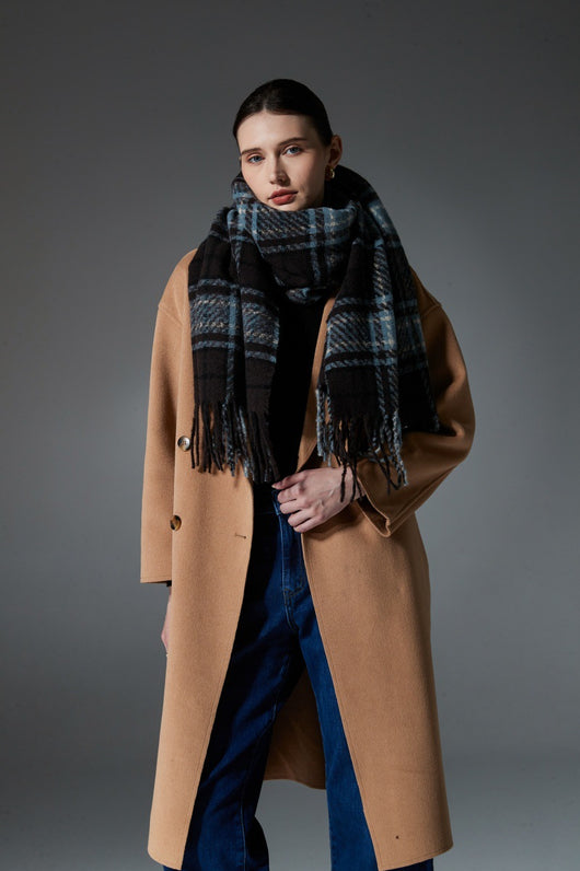 Bufanda Escocesa Azul Otoño Invierno - Estilo Europeo y Americano - Image 15