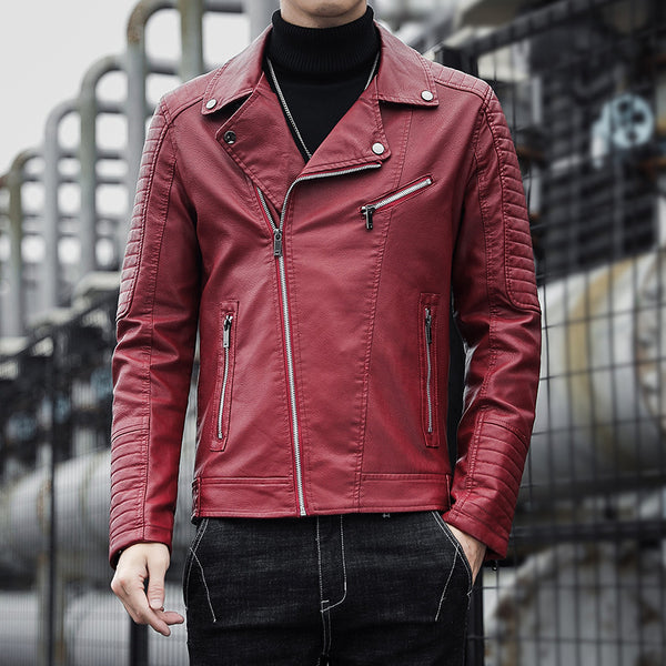 Chaqueta de Cuero para Motociclista - Primavera y Otoño