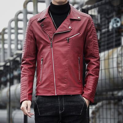 Chaqueta de Cuero para Motociclista - Primavera y Otoño