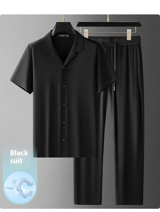 Conjunto Casual de Seda de Hielo para Hombre - Image 25