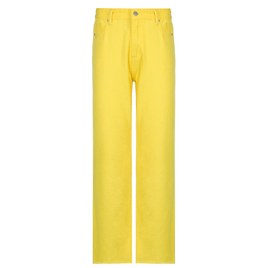 Pantalones Rectos de Cintura Alta en Colores Candy para Mujer - Image 4