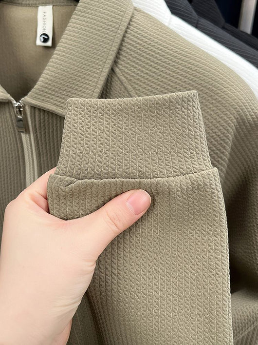 Polo Manga Larga con Textura Waffle y Cierre Medio - Estilo Americano - Image 16