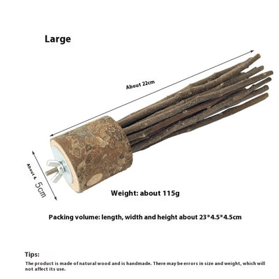Medium natural applewood log molar rod toy with multiple branches and a metal wing nut for small pets. - Image 8