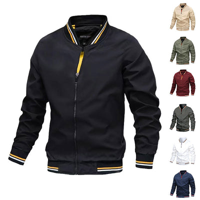 Chamarra Deportiva de Rayas con Cierre para Hombre - Casual Primavera Otoño