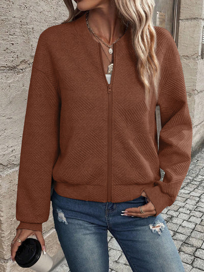 Chaqueta Abrigo de Mujer con Cierre de Color Sólido - Image 34