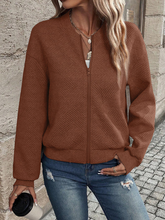 Chaqueta Abrigo de Mujer con Cierre de Color Sólido - Image 34
