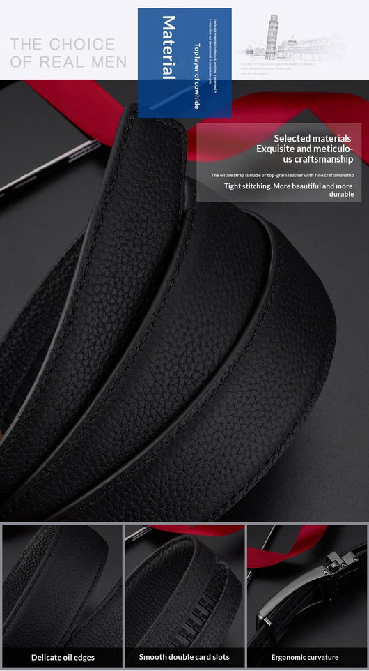 Cinturón de Cuero para Hombre con Hebilla Automática y Textura Grabada - Image 8