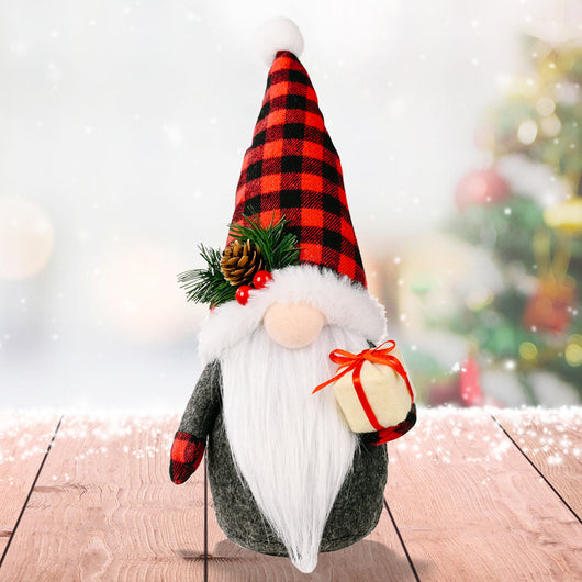 Adorno Navideño Muñeca Anciano Bosque con Gorro Tejido de Copo de Nieve - Image 19