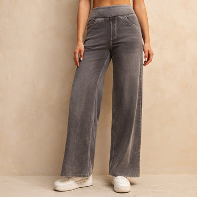 Jeans Cintura Alta Grises Holgados para Mujer - Image 2