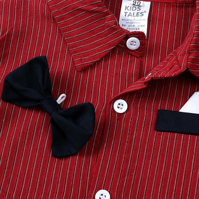 Conjunto de Tirantes con Corbatín Rojo a Rayas para Niño - Outfit Elegante para Celebraciones - Image 5