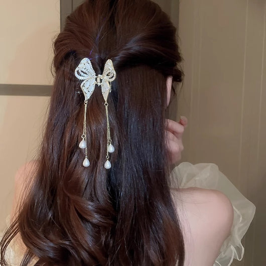 Horquilla de Perla Dorada con Borla Elegante - Image 12