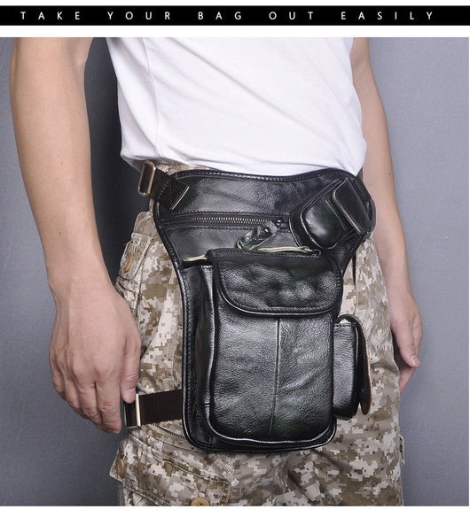 Bolsa de Cintura de Cuero Curtido al Aceite Vintage para Hombre - Estilo Outdoor - Image 29