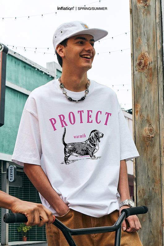Camiseta Suelta Estampada con Diseño de Perro para Hombre - Image 8