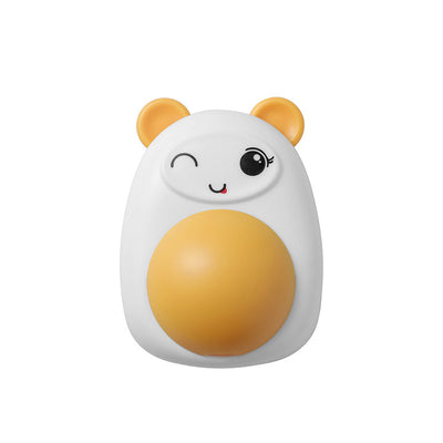 White and pink cartoon bear catnip toy with a winking face and a pink spinning ball on its belly. - Image 10