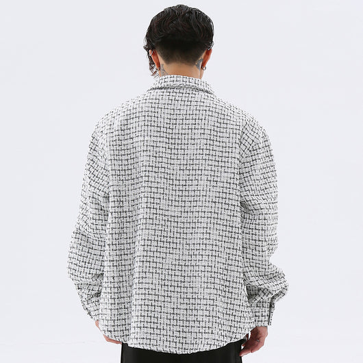 Camisa Hombre Vintage Cuadros Suelta Solapas Trenzadas Manga Larga - Image 2