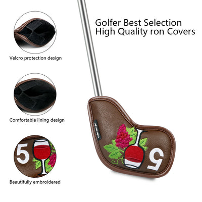 Funda Protectora Premium para Hierros de Golf con Diseño Patrón Vino - Image 17