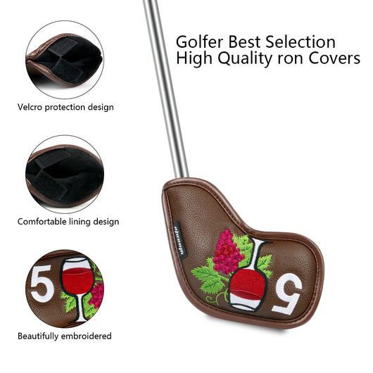 Funda Protectora Premium para Hierros de Golf con Diseño Patrón Vino - Image 17