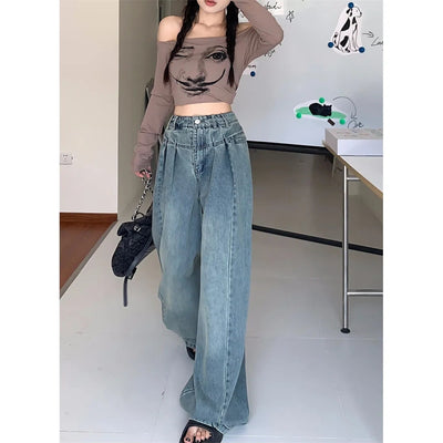 Pantalones Denim Ancho Efecto Adelgazante para Mujer - Otoño - Image 11