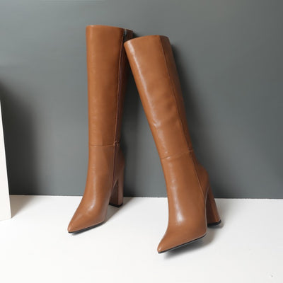 Botas Altas de Tacón Grueso Punta Afilada para Otoño e Invierno - Image 48