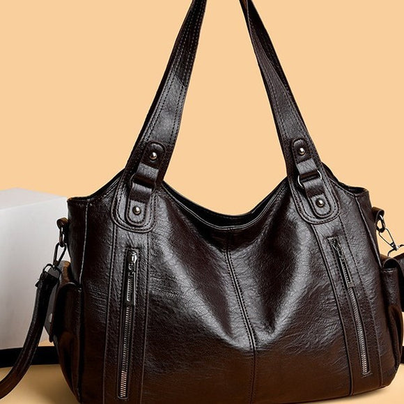 Bolsa de Hombro Texturizada Minimalista de Gran Capacidad para Mujer