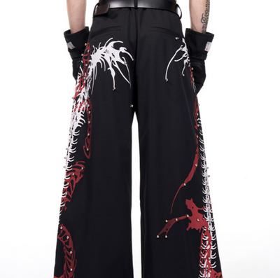 Pantalón Negro Elegante con Diseño de Espina Dorsal Remachado - Image 2