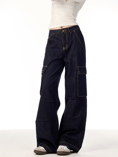 Pantalones Cargo Rectos de Pierna Ancha para Mujer con Múltiples Bolsillos - Image 16