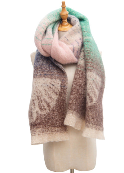 Bufanda Estilo Europeo Jacquard Hoja de Ginkgo - Image 24