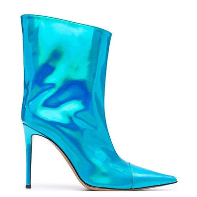 Botas Tobilleras Nightclub Tacón Alto Puntiagudo 9cm Cuero Magic Paint - Image 13
