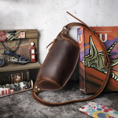 Bolso de Pecho de Cuero Genuino para Hombre - Bandolera Retro Estilo Casual - Image 4