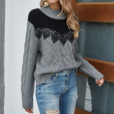 Suéter Femenino con Detalles de Encaje Contrastante - Image 5