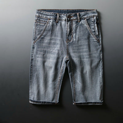 Pantalones Cortos de Mezclilla Azul Claro Elásticos para Hombre - Comodidad Veraniega - Image 3