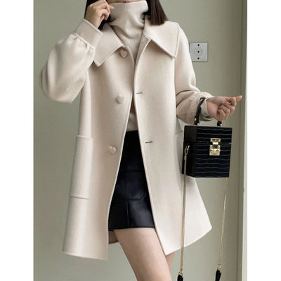 Abrigo de Lana Casual Elegante con Cuello Muñeca para Mujer - Image 4