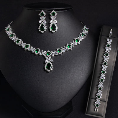 Conjunto de Joyería Nupcial Zirconia Cúbica - Collar, Aretes y Pulsera - Image 3