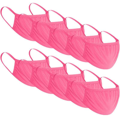 Ten solid-color ear-mounted face masks in blue, beige, maroon, light blue, black, light pink, hot pink, red, white, and purple. - Image 10