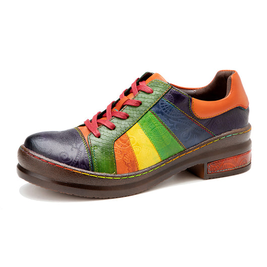 Zapatos de Cuero para Mujer con Costuras de Color y Diseño Primaveral - Image 11