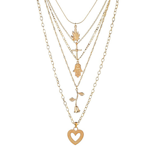Collar Largo de Palma Cruzada con Rosa y Amor - Image 12