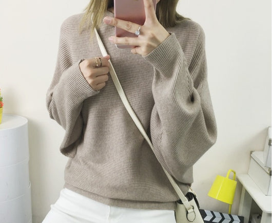 Suéter Tejido Holgado para Mujer - Blusa Cuello Redondo Manga Murciélago - Image 3
