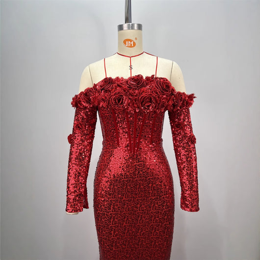 Vestido Largo Ajustado con Lentejuelas para Mujer - Image 5