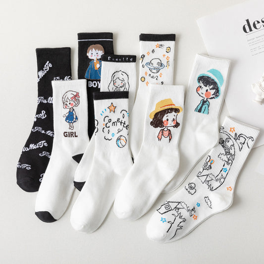 Calcetines Universitarios Estilo Japonés con Personajes Animados para Otoño e Invierno