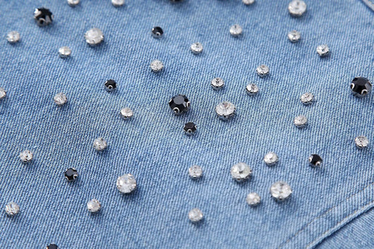 Camisa Denim Corta con Strass de Manga Larga - Image 12