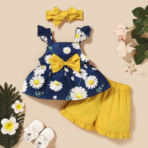 Set de Shorts de Encaje y Diademas de Color Liso