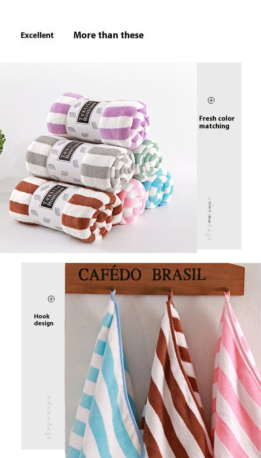 Toalla de Baño Premium Coral Velvet con Rayas Anchas - Edición Mayorista - Image 17