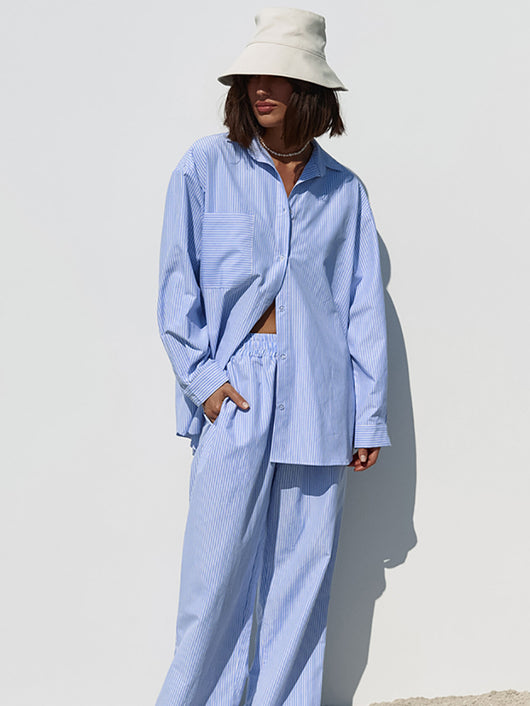 Conjunto Ejecutivo de Blusa Rayada y Pantalón para Mujer - Image 6